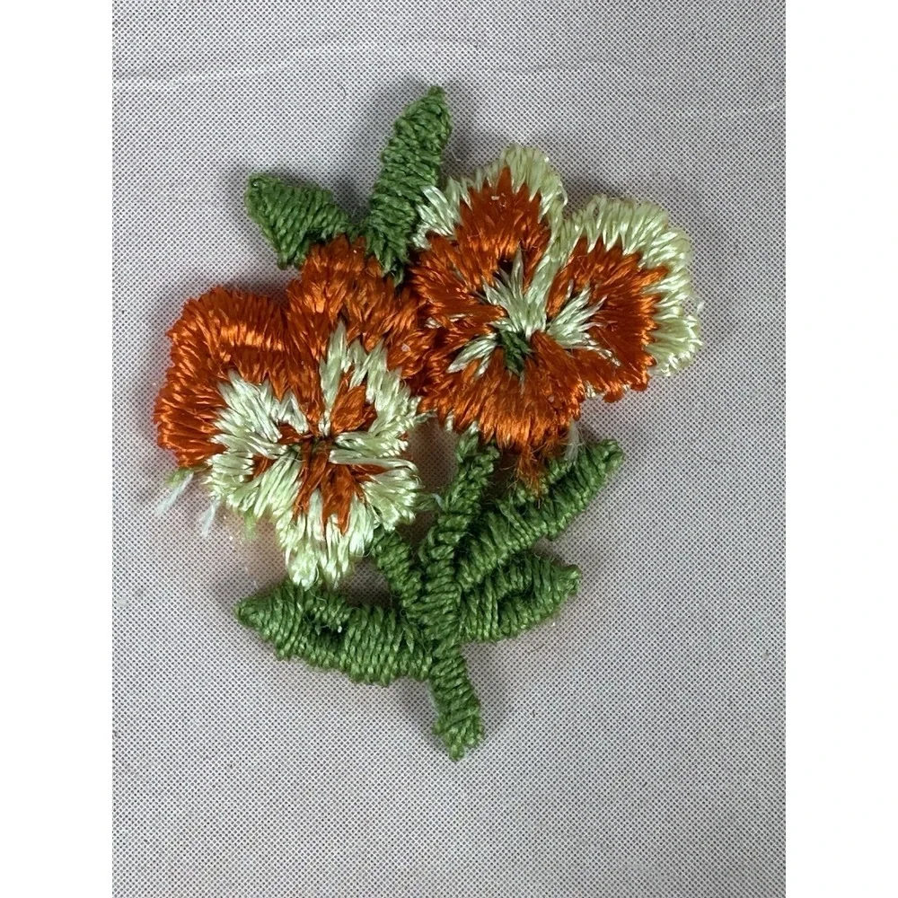 VTG Sealed 1973 Vintage Talon Appliques Orange Gold Green Flowers Sew On Textron